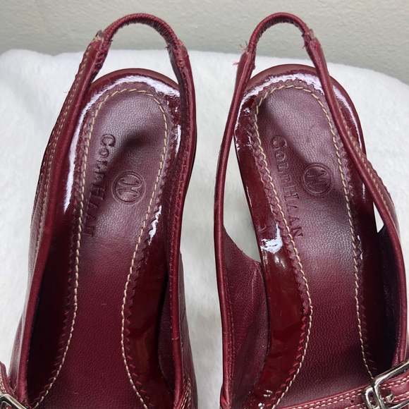 Cole Haan Mary Jane Red Slingback Heels Size 6 - Picture 4 of 8